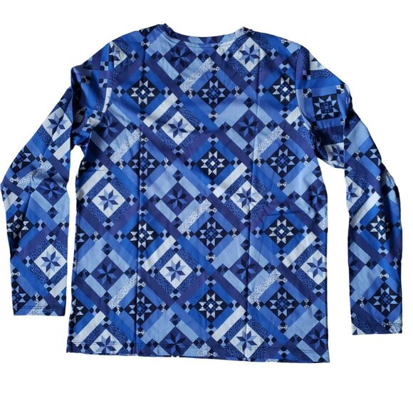 Lands End Supima Cotton Relaxed LS Quilt Pattern Crew Neck Tee Medium NWT - Picture 4 of 6